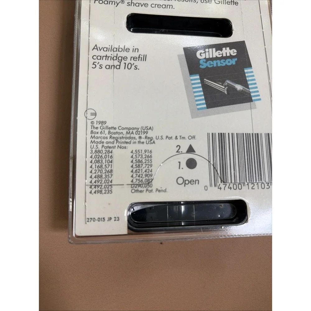 Gillette Sensor Razor (1989) - 3 Cartridges - HANDLE MADE IN USA New Old Stock